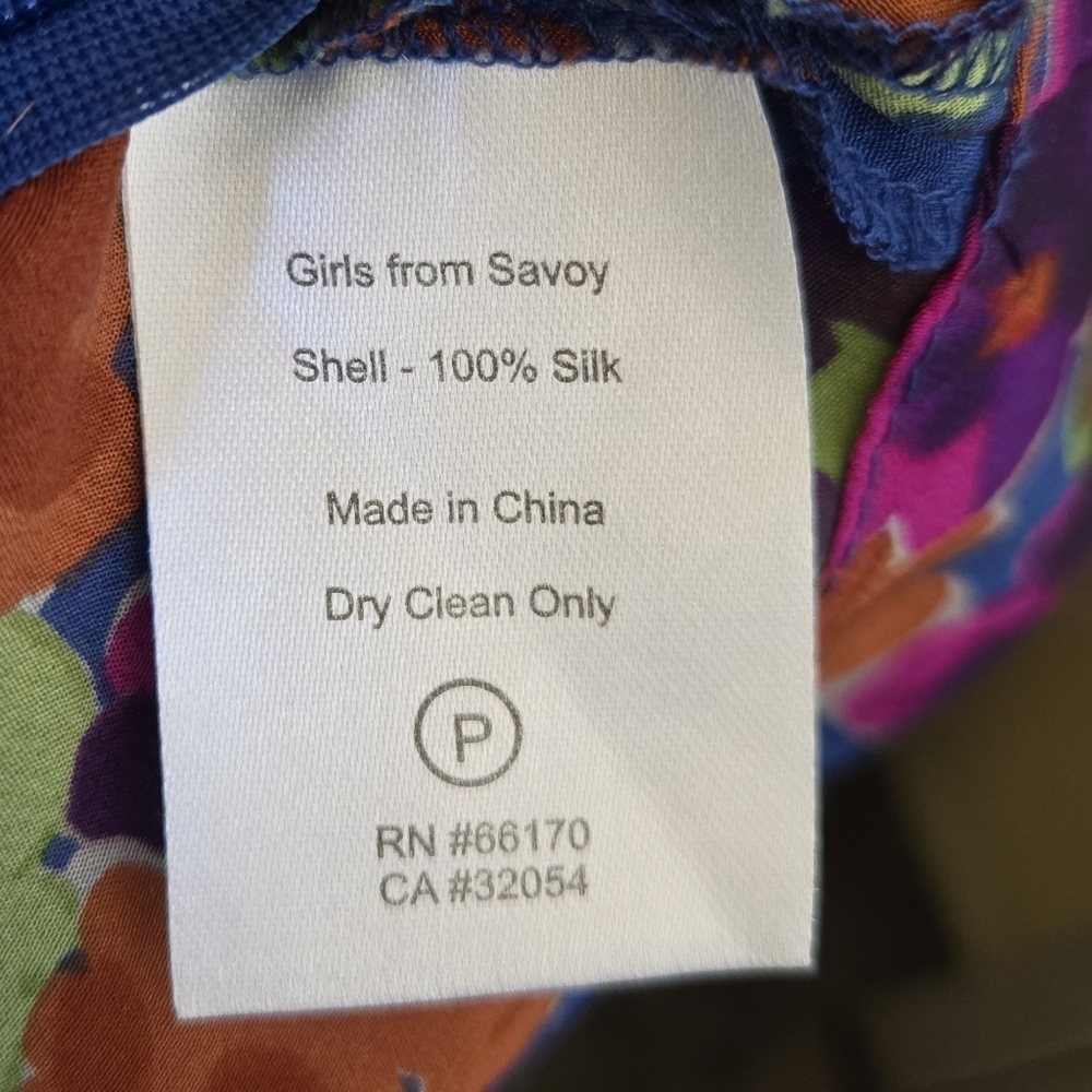 Girls from Savoy Silk Flutter Dayflower Blouse Top Size 10 Blue ANTHROPOLOGIE - Picture 7 of 7